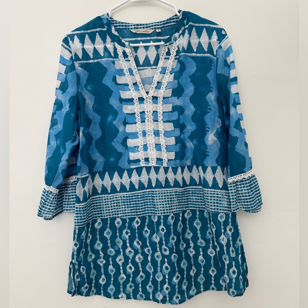 Soft Surroundings Tunic Lusi Blue Size M